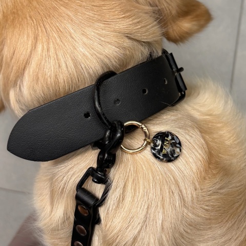 Adresówka dla psa – personalizowana zawieszka, czarny marmurek