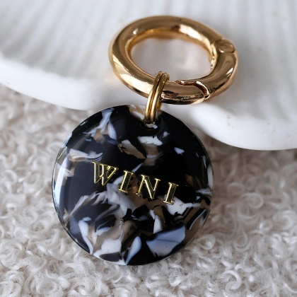 Adresówka dla psa – personalizowana zawieszka, czarny marmurek