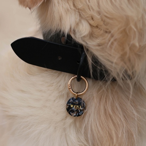 Adresówka dla psa – personalizowana zawieszka, czarny marmurek