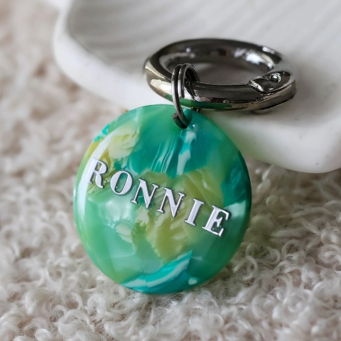 Adresówka dla psa – personalizowana zawieszka, zielony marmurek