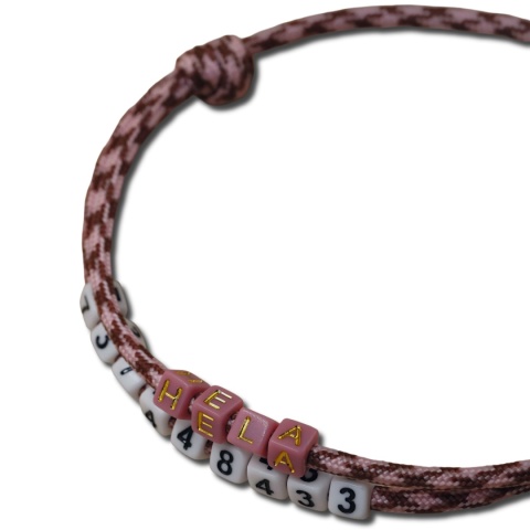 Adresówka dla psa z linki paracord – różowo-brązowa, Praline Brown