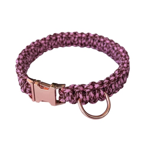 Obroża pleciona dla psa z linki paracord – różowo-brązowa, Praline Brown