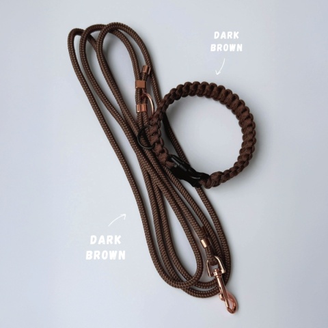 Smycz linowa miejska dla psa (mini i standard) – brązowa, Chocolate Brown