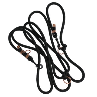 Smycz linowa przepinana dla psa – czarna, Black Moon