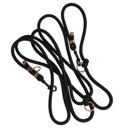 Smycz linowa przepinana dla psa – czarna, Black Moon