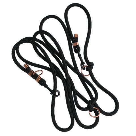Smycz linowa przepinana dla psa – czarna, Black Moon