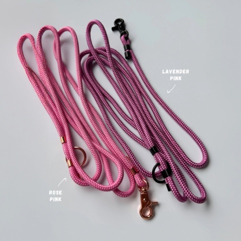 Smycz linowa przepinana dla psa – lawendowa, Lavender Pink