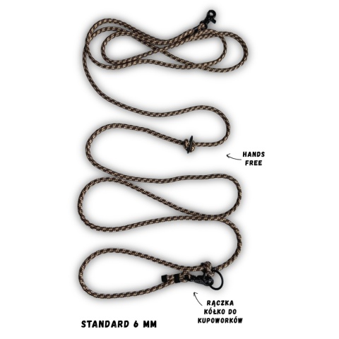 Smycz linowa przepinana dla psa – różowa, Rose Pink