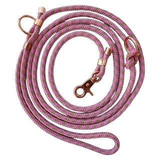 Smycz linowa przepinana dla psa – różowo-beżowa, Praline Pink