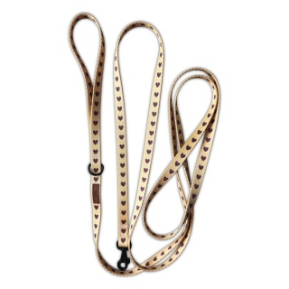 Smycz miejska dla psa w serduszka, personalizowana, kremowa – Psiamore