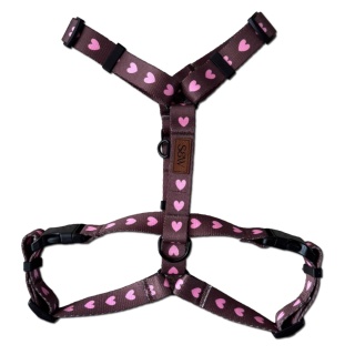 Szelki guard dla psa w serduszka, brązowe, personalizowane – Psiamore