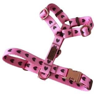 Szelki guard dla psa w serduszka, różowe, personalizowane – Psiamore