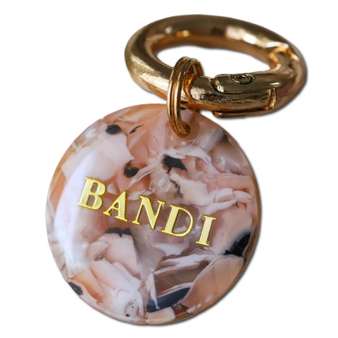 Adresówka dla psa – personalizowana zawieszka, beżowy marmurek