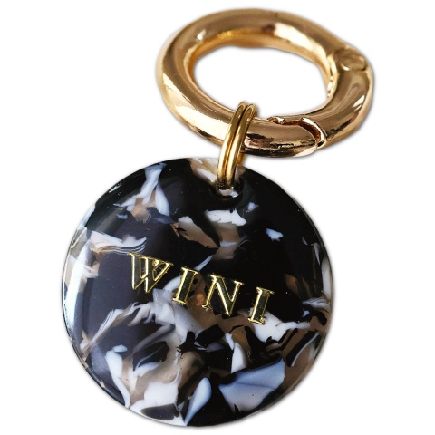 Adresówka dla psa – personalizowana zawieszka, czarny marmurek