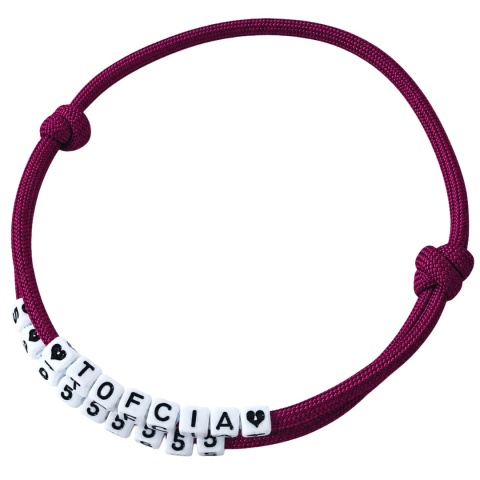 Adresówka dla psa z linki paracord – burgundowy, Burgundy
