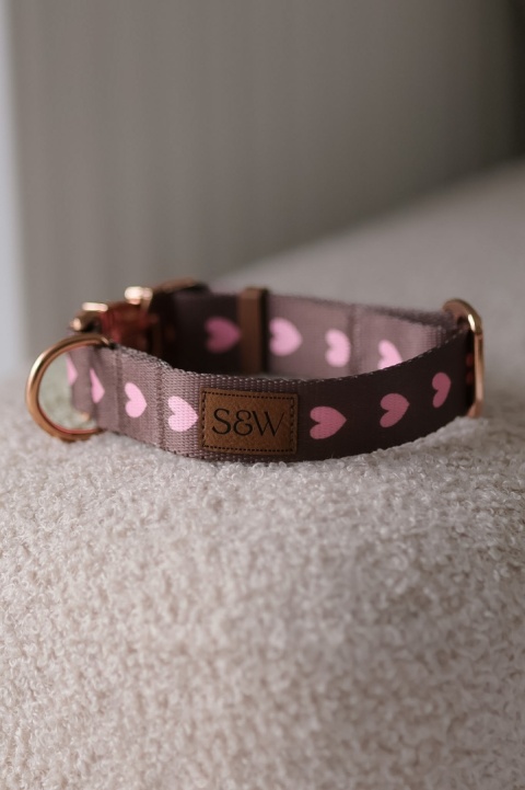 Obroża PSIAMORE Rose Gold 25 mm, obwód 27,5–34 cm - brązowa