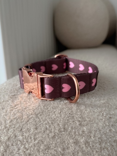 Obroża PSIAMORE Rose Gold 25 mm, obwód 27,5–34 cm - brązowa