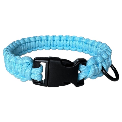 Obroża pleciona dla psa z linki paracord – błękitna, Baby Blue