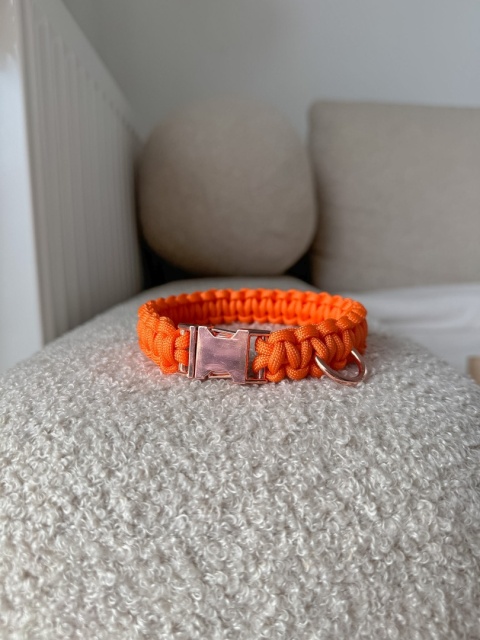 Obroża pleciona dla psa z linki paracord – pomarańczowa, Bloody Orange