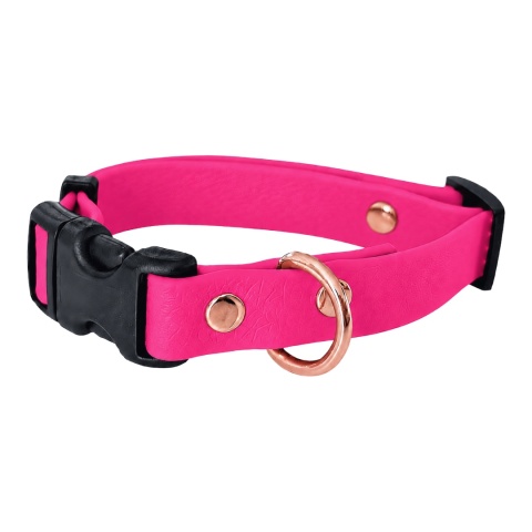 Obroża wodoodporna dla psa, różowa, regulowana z klamrą TPU – Barbie Pink (16mm, 20mm, 25mm)