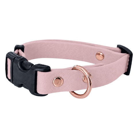 Obroża wodoodporna dla psa, różowa, regulowana z klamrą TPU – Creamy Pink