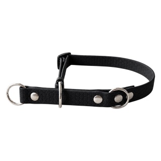 Obroża wodoodporna półzaciskowa dla psa, czarna, regulowana HEXA – Black Moon (16mm, 20mm)