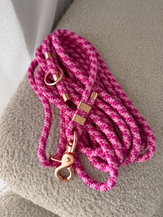 Smycz linowa miejska dla psa (standard / strong) – różowa, Bubblegum Pink