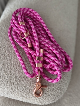 Smycz linowa miejska strong (8mm), różowa bubble gum, 3.25m