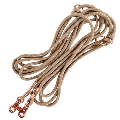 Smycz linowa przepinana dla psa "hands free" – beżowa, Classic Beige