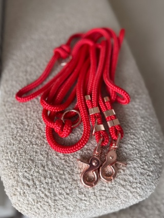 Smycz linowa przepinana dla psa "hands free" – czerwona, Classic Red