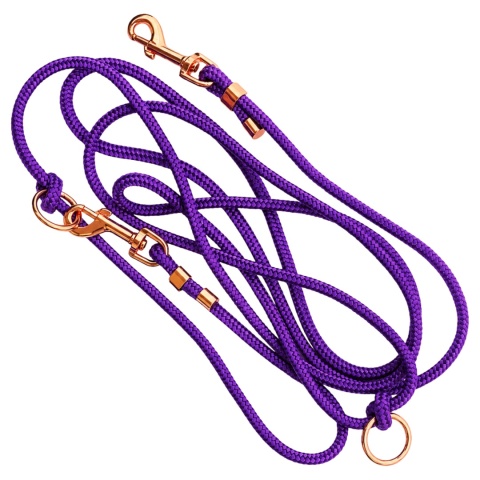 Smycz linowa przepinana dla psa "hands free" – fioletowa, Acid Purple