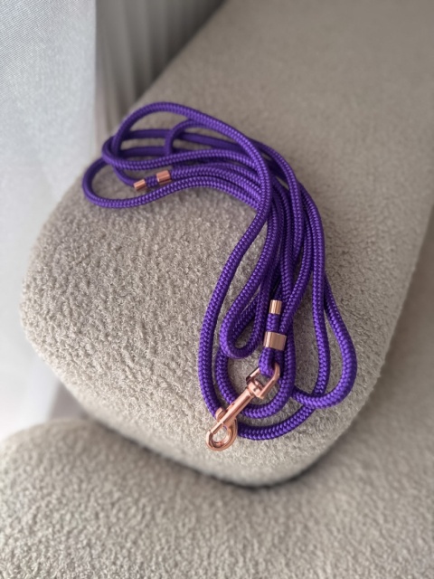 Smycz linowa przepinana dla psa "hands free" – fioletowa, Acid Purple