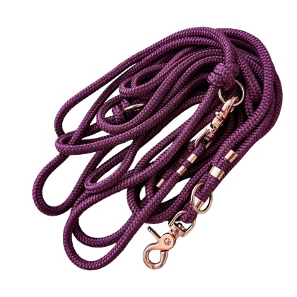 Smycz linowa przepinana dla psa "hands free" – fioletowa, Sweet Aubergine