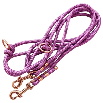 Smycz linowa przepinana dla psa "hands free" – lawendowa, Lavender Pink