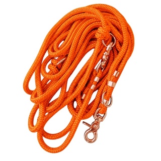 Smycz linowa przepinana dla psa "hands free" – pomarańczowa, Bloody Orange