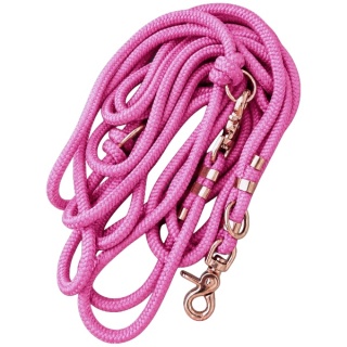 Smycz linowa przepinana dla psa "hands free" – różowa, Rose Pink