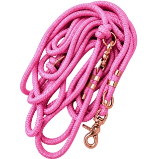 Smycz linowa przepinana dla psa "hands free" – różowa, Rose Pink