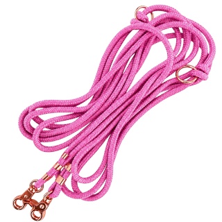 Smycz linowa przepinana dla psa "hands free" – różowa, Rose Pink