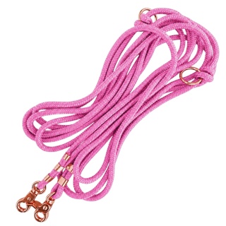 Smycz linowa przepinana dla psa "hands free" – różowa, Rose Pink