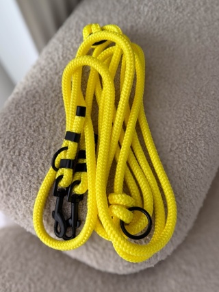 Smycz linowa przepinana strong (8mm), żółta, 2.85m