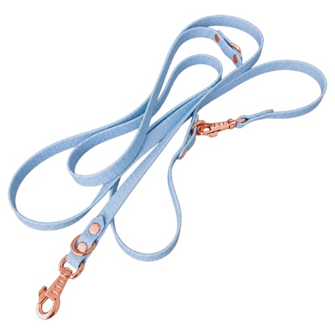 Smycz przepinana wodoodporna dla psa "hands free" HEXA – błękitna, Baby Blue