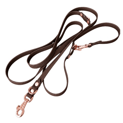 Smycz przepinana wodoodporna dla psa "hands free" HEXA – brązowa, Chocolate Brown