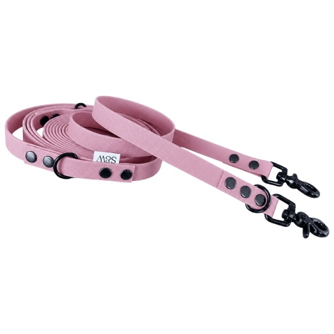 Smycz przepinana wodoodporna dla psa "hands free" HEXA – brudny róż, Dusty Pink