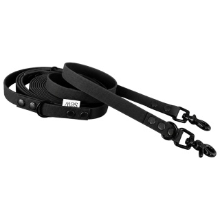 Smycz przepinana wodoodporna dla psa "hands free" HEXA – czarna, Black Moon