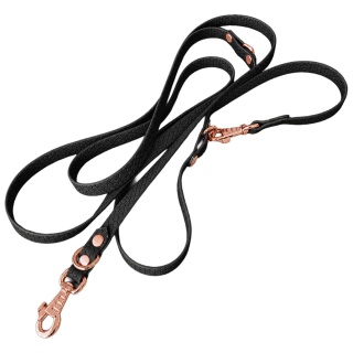 Smycz przepinana wodoodporna dla psa "hands free" HEXA – czarna, Black Moon