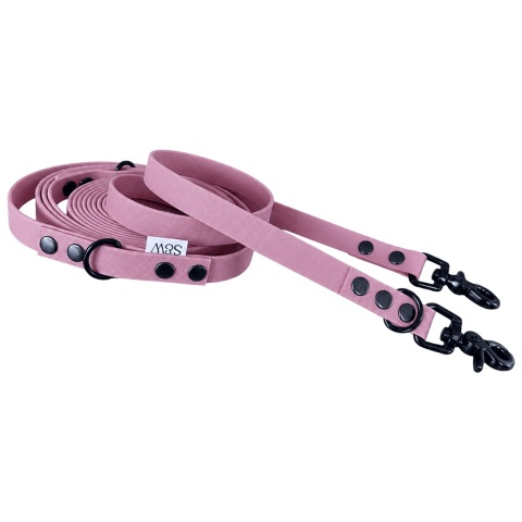 Smycz przepinana wodoodporna dla psa "hands free" TPU – brudny róż, Dusty Pink