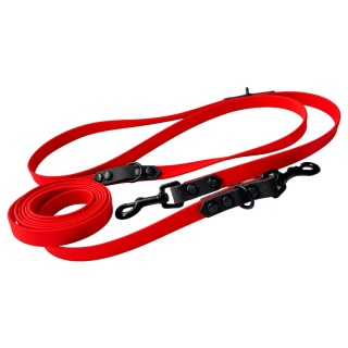 Smycz przepinana wodoodporna dla psa "hands free" TPU – czerwona, Classic Red
