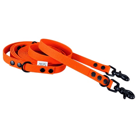 Smycz przepinana wodoodporna dla psa "hands free" TPU – pomarańczowa, Bloody Orange