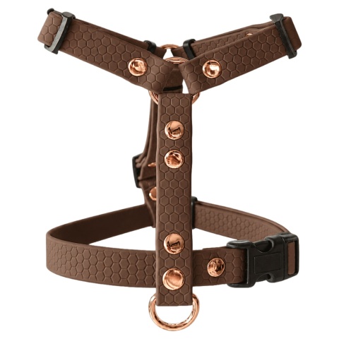 Szelki guard wodoodporne dla psa, brązowe, regulowane HEXA – Chocolate Brown (13mm, 16mm, 20mm)