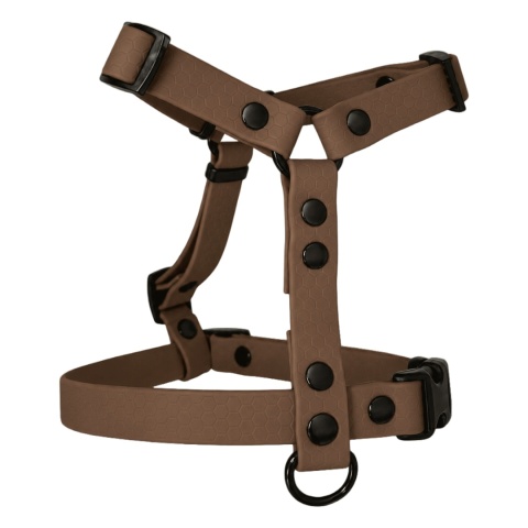 Szelki guard wodoodporne dla psa, brązowe, regulowane HEXA – Chocolate Brown (13mm, 16mm, 20mm)